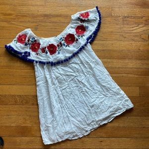 Strapless Boho Pom Pom Dress